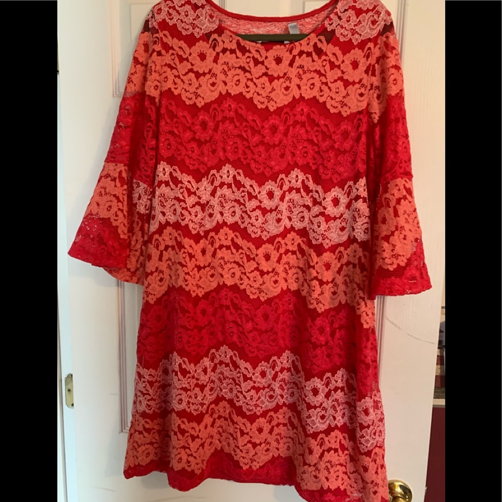 Issac Mizrahi Coral lace dress sz L never worn